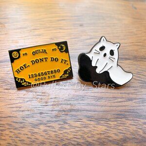 (2pc) Spooky Pin Set - Ouija Board and Cute Marilyn Monroe Ghost